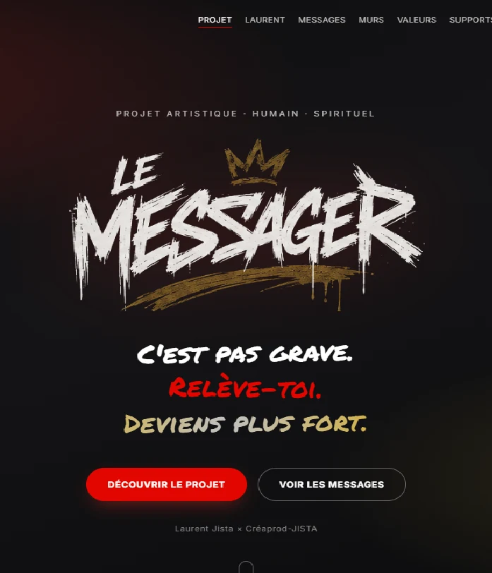 Aperçu du site Le Messager, projet artistique en développement