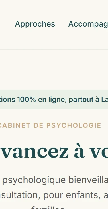 Aperçu de la version mobile du site Respire & Avance, projet en développement